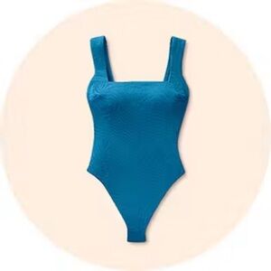 NWT Shade & Shore Full Seat Coverage  blue one piece swimsuit size large L
 b68